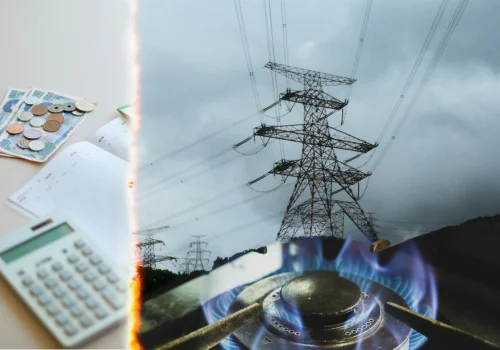 Collage représentant l'augmentation du prix et des factures de gaz et d'électricité