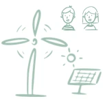 Dessin avec un panneau solaire et des citoyens